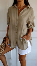 Blusa holgada de mujer con escote en V y pliegues