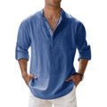 Camisa casual de hombre de mezcla de algodón y lino