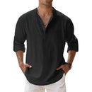 Camisa casual de hombre de mezcla de algodón y lino