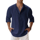 Camisa casual de hombre de mezcla de algodón y lino