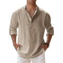 Camisa casual de hombre de mezcla de algodón y lino