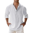 Camisa casual de hombre de mezcla de algodón y lino