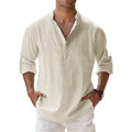 Camisa casual de hombre de mezcla de algodón y lino