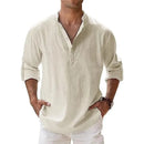 Camisa casual de hombre de mezcla de algodón y lino
