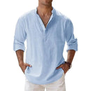 Camisa casual de hombre de mezcla de algodón y lino