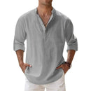 Camisa casual de hombre de mezcla de algodón y lino