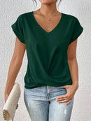 Blusa de mujer con escote en V y frunces delanteros