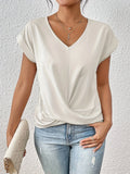 Blusa de mujer con escote en V y frunces delanteros