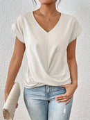 Blusa de mujer con escote en V y frunces delanteros