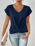 Blusa de mujer con escote en V y frunces delanteros