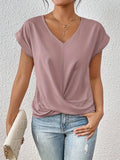 Blusa de mujer con escote en V y frunces delanteros