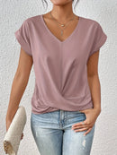 Blusa de mujer con escote en V y frunces delanteros