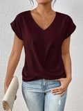 Blusa de mujer con escote en V y frunces delanteros