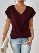 Blusa de mujer con escote en V y frunces delanteros