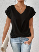 Blusa de mujer con escote en V y frunces delanteros