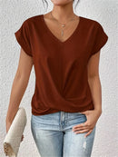 Blusa de mujer con escote en V y frunces delanteros