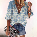 Blusa boho de mujer de manga larga con escote en V