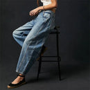 Jeans de mujer de tiro alto con pierna de corte barril