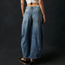 Jeans de mujer de tiro alto con pierna de corte barril