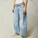 Jeans de mujer de tiro alto con pierna de corte barril
