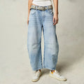 Jeans de mujer de tiro alto con pierna de corte barril
