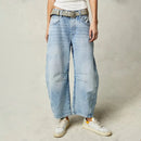Jeans de mujer de tiro alto con pierna de corte barril