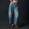 Jeans de mujer de tiro alto con pierna de corte barril