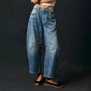 Jeans de mujer de tiro alto con pierna de corte barril