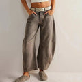 Jeans de mujer de tiro alto con pierna de corte barril