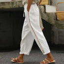 Pantalón de mujer de cintura alta con detalles laterales