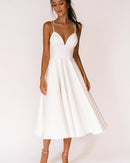 Vestido midi de fiesta con tirantes finos ajustables