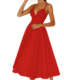 Vestido midi de fiesta con tirantes finos ajustables