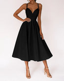 Vestido midi de fiesta con tirantes finos ajustables