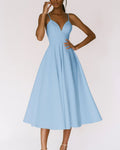 Vestido midi de fiesta con tirantes finos ajustables