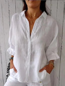 Camisa holgada de mujer de manga larga con cuello
