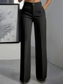 Pantalón de vestir ancho de mujer de tiro alto
