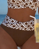 Bikini de cuadros para mujer con top sin aro y braguita alta
