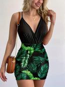 Conjunto de body ajustado y falda de estampado floral para mujer