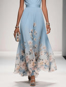 Vestido floral de fiesta para mujer con escote en V