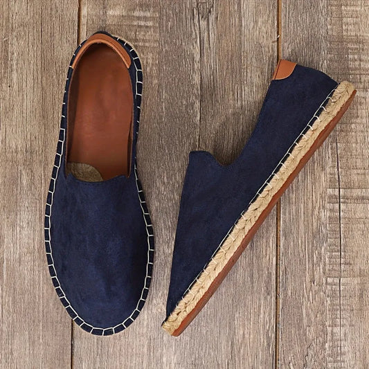 Alpargatas de lona para hombre sin cordones con borde tejido