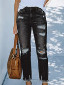 Jeans rectos cortos de mujer
