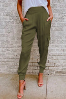 Dalia | Pantalón cargo satinado de tiro alto para mujer con puños elásticos