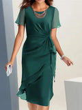 Vestido midi de cóctel con frunces y volantes