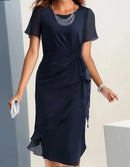 Vestido midi de cóctel con frunces y volantes