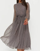 Vestido de lunares de mujer hasta la rodilla y manga larga