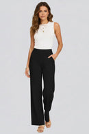 Pantalón ancho de mujer de tiro alto sin cierre visible