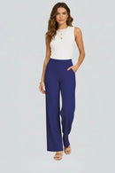 Pantalón ancho de mujer de tiro alto sin cierre visible