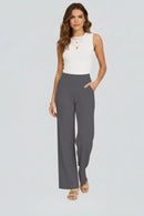 Pantalón ancho de mujer de tiro alto sin cierre visible