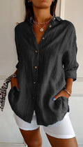 Camisa holgada de mujer con botones y textura tipo lino