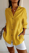 Camisa holgada de mujer con botones y textura tipo lino